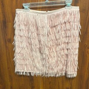 Anthropologie Mare Mare Blush Pink Fringe Mini Skirt